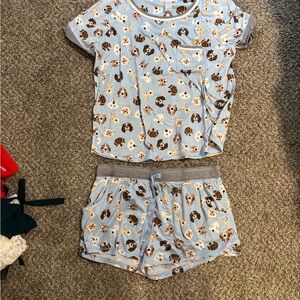 Adorable Blue Dog Pattern Women's Pajama Set